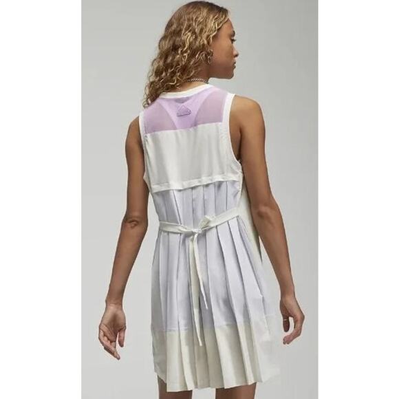 Nike Air Jordan Plus 3X Engineered Tie Dress White Purple Pleated Sleeveless - Picture 2 of 11